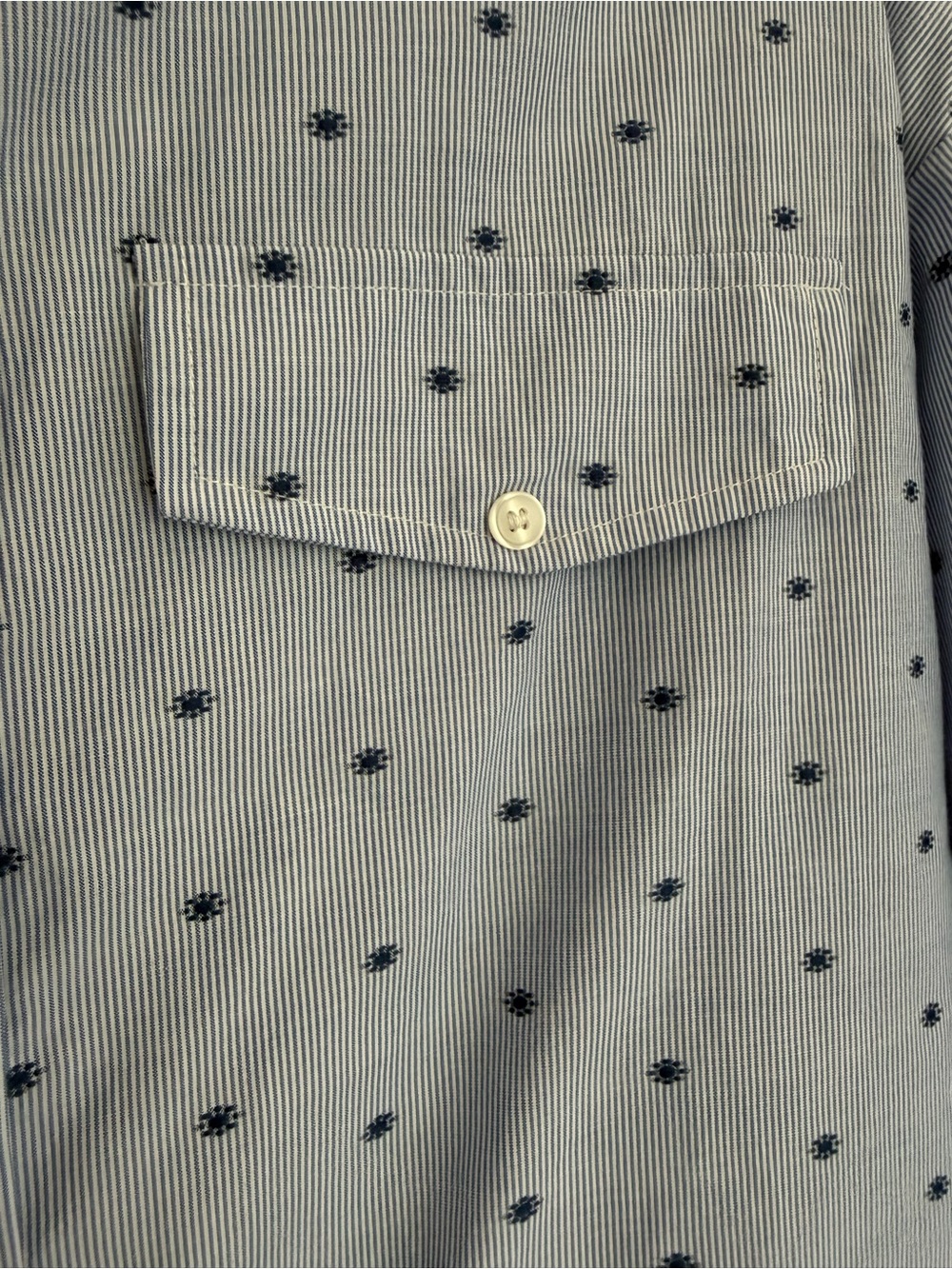 NWT Anthropologie Maeve Cinched Waist Navy Sun Embroidered Button Down Shirt - Picture 6 of 15